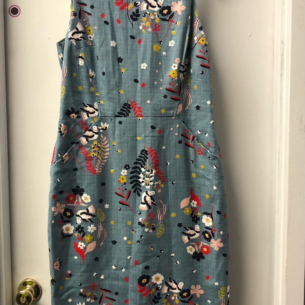 Boden Teal Floral Midi Dress